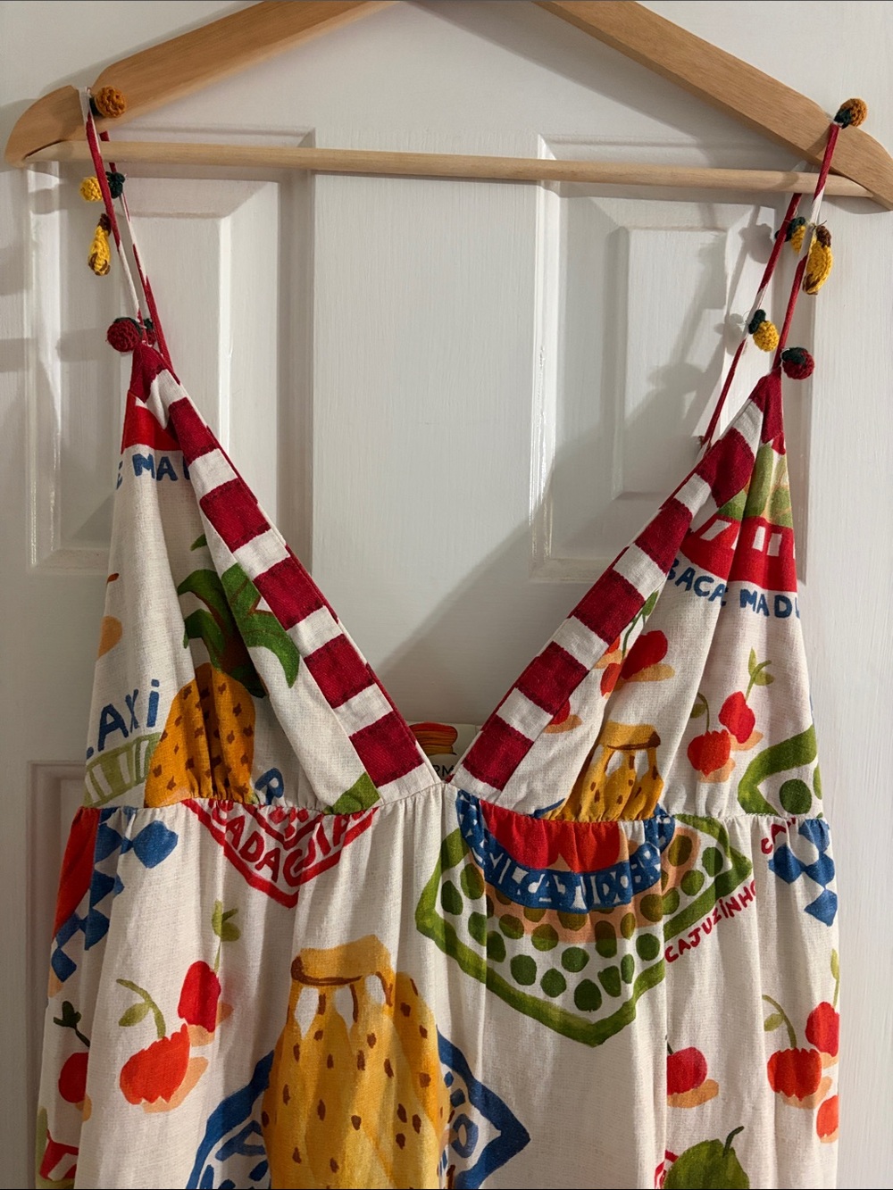 FARM Rio White Fruit Print Tiered Sundress With Fruit Sleeve Accents - Picture 11 of 11